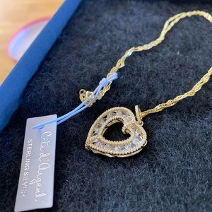 Sterling Silver Caged Cz Heart Necklace